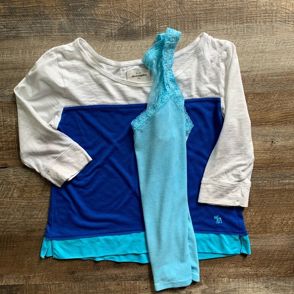 A&F Kids Girls XL Combo Blue 3/4 Top and Tank